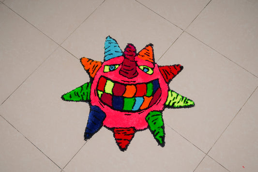 Colorful Spiky Ball Rug (2ft x 2ft)